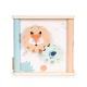 ECOTOYS wooden activity cube with maze, shape sorter, gears and clock