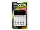 Maxday C704Y4 AA/AAA Battery Charger with LCD Display and USB-C, White