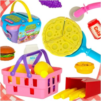 Toy Picnic Basket with Fruits, Juices and Snacks