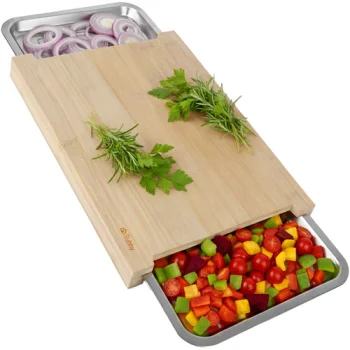 Ruhhy Bamboo Cutting Board with 2 Containers 25707