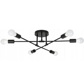 Loft Pendant Ceiling Light with 6 E27 Bulb Holders, black