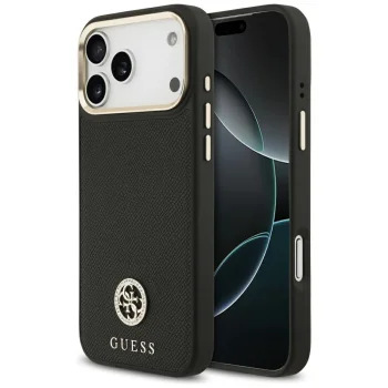 Guess iPhone 17 Pro Max Case Grained Strass Logo MagSafe, Black