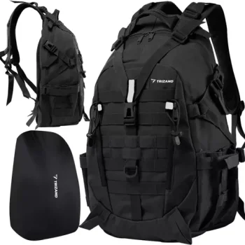 Trizand 00020534 Military Style Hiking Backpack, 25L, Black