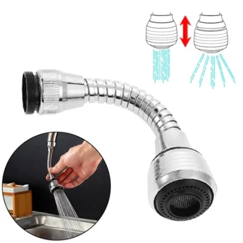 Flexible Faucet Extension Nozzle, Chrome, 2 Spray Modes