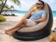 Inflatable Lounge Chair with Ottoman Footrest and Pump, Cozy Blow Up Chair, brown