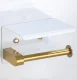 Toilet Paper Holder with Shelf, White-Gold