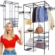 Double Freestanding Clothes Rack with Shelves, 162x36x174 cm