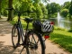 Rear Bicycle Rack Basket with Reflector, Aluminum, Black