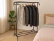 Metal Freestanding Clothes Rack with Shoe Shelf, Black