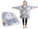 Glow-in-the-Dark Hoodie Blanket for Kids, Oversized Wearable Blanket, Grey with Owls