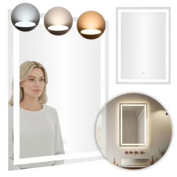 ModernHome LED Bathroom Mirror 50x70 cm with Touch Switch