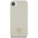 Guess Grained Hot Stamp Peony Triangle Logo MagSafe Case for iPhone 16e Beige