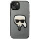 Apple iPhone 14 6.1\'\' Karl Lagerfeld Saffiano Karl\'s Head Patch Case Cover (KLHCP14SSAPKHG), Silver
