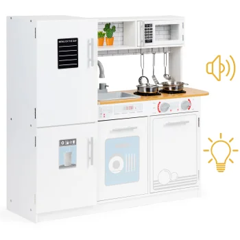 Ecotoys PLK553 Wooden Kids Kitchen with LED Light and Accessories