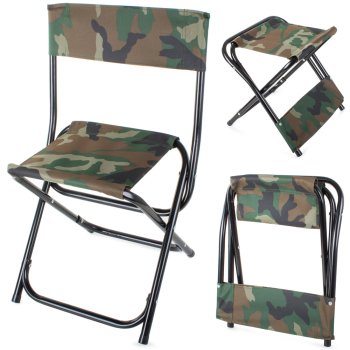 Large folding fishing and camping chair, camouflage