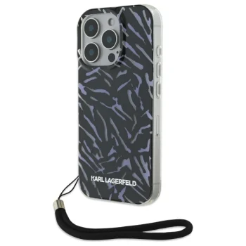 Karl Lagerfeld iPhone 16 Pro Case Zebra With Cord, Purple