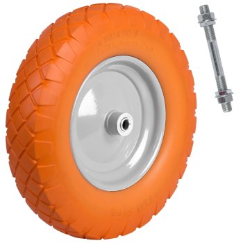 Humberg Tubeless Wheelbarrow Wheel 4.00-8, Orange & White – Durable Puncture-Proof