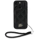 Karl Lagerfeld Quilted Initial Logo & Chain Strap iPhone 16 Pro Max Case - Black