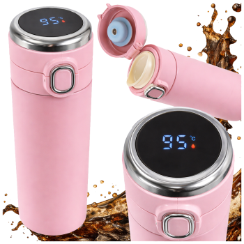 Smart Thermal Coffee Mug with LCD Temperature Display 400ml, Pink
