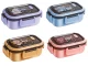 Lunch Box with Compartments and Cutlery, 21x14.5x8 cm (Color Mix)