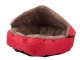 Soft pet house bed for cat or dog with removable roof, red