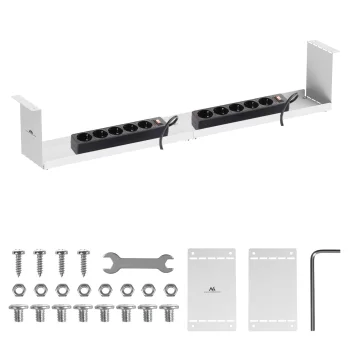Maclean MC-107 W Under-Desk Cable Organizer, 5kg, White