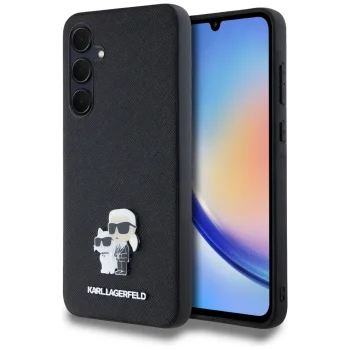 Karl Lagerfeld Samsung Galaxy A35 Case Saffiano Karl&Choupette Pin, Black