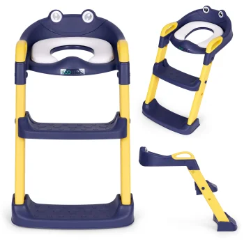 ECOTOYS Kids Toilet Training Seat with Step Ladder, Blue