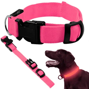 LED Glowing Collar for Dogs and Cats, Adjustable 36-59 cm, Pink