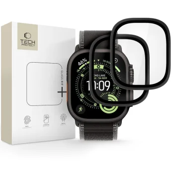 Apsauginis stiklas Tech-Protect Glass Ring, skirta Apple Watch Ultra 49 mm, 2 vnt., juodas