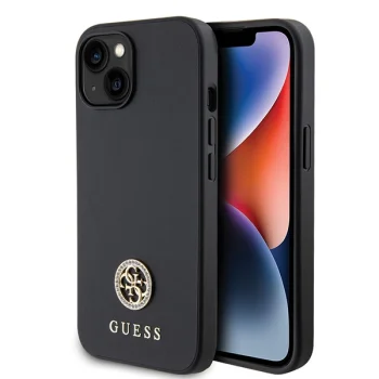Guess iPhone 15 Plus Case 4G Strass Metal Logo, Black