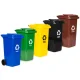 Set of 5 Waste Bins for Recycling 240L Blue Green Yellow Black Brown