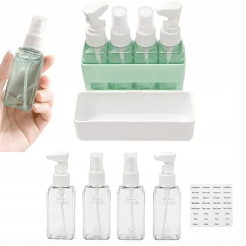 Travel Bottle Set for Cosmetics 4x50ml with Organizer and Labels