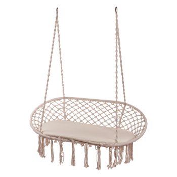 Double Stork's Nest Swing with Tassels, Beige
