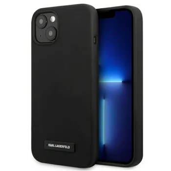 Apple iPhone 13 6.1" Karl Lagerfeld Silicone Plaque Case Cover (KLHCP13MSLMP1K), Black