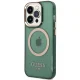 Guess Gold Outline Translucent MagSafe Case for iPhone 14 Pro Green