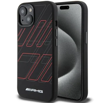 Mercedes AMG iPhone 15 Plus / 14 Plus Case Silicone Large Rhombuses MagSafe, Black