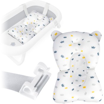 Ergonomic Baby Bath Support Pillow for Newborns Ricokids, white and blue