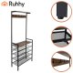 Ruhhy 27035 Hallway Coat Rack with Shoe Shelves, Black