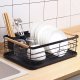 One-tier dish drying rack with removable tray and wooden handles black