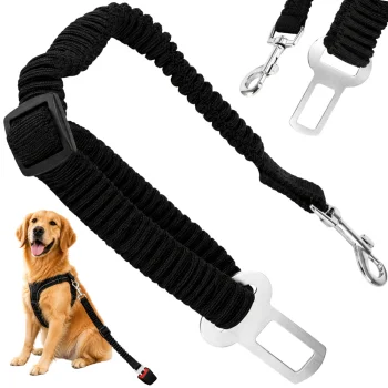 Elastic Dog Car Seat Belt, Black