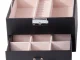 Black Eco-Leather Jewelry Box Organizer with Mirror