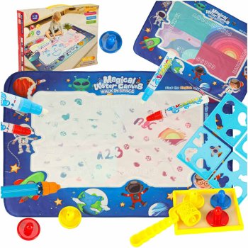 Large Water Drawing Mat Space Theme with Magic Pens and Stamps 120x90cm