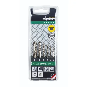 Metal Drill Bit Set Alpen TM-PZ HSS-Co 2–8 mm, 6 pcs