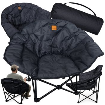 Folding Camping Chair XL Padded Oversized Portable Chair for Outdoor Fishing and Lawn, Black