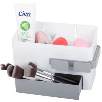 Bathroom Organizer with Hair Dryer Holder and Drawer, Mixed Colors