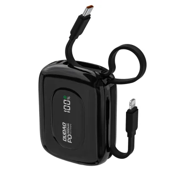 Dudao K32 Power Bank 10000mAh 22.5W with Built-in USB-C & Lightning Cables, Black
