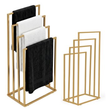 Modernhome Freestanding Towel Stand, 4 Tiers, Metal, Gold