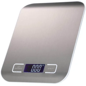 Elektroninės virtuvinės svarstyklės 5 kg / 1 g su apšviečiamu LCD ekranu, plienas