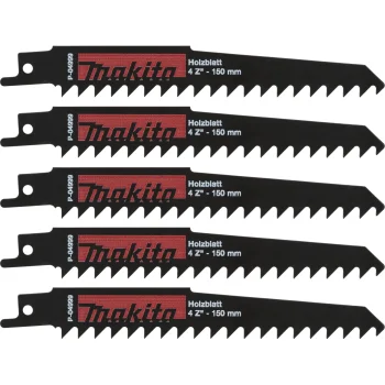 Makita P-04999 Reciprocating Saw Blades for Wood 150 mm, 5 pcs